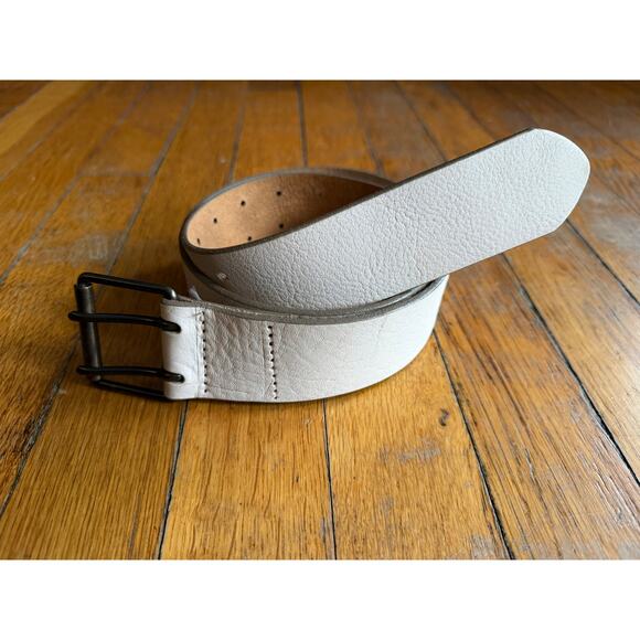 GAP Off-White Wide Textured Leather Belt Womens sz S - Picture 3 of 11